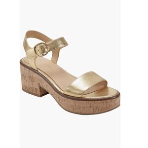 Marc Fisher LTD Quessa Platform Sandals Gold 710 & Tan Women’s Size 9